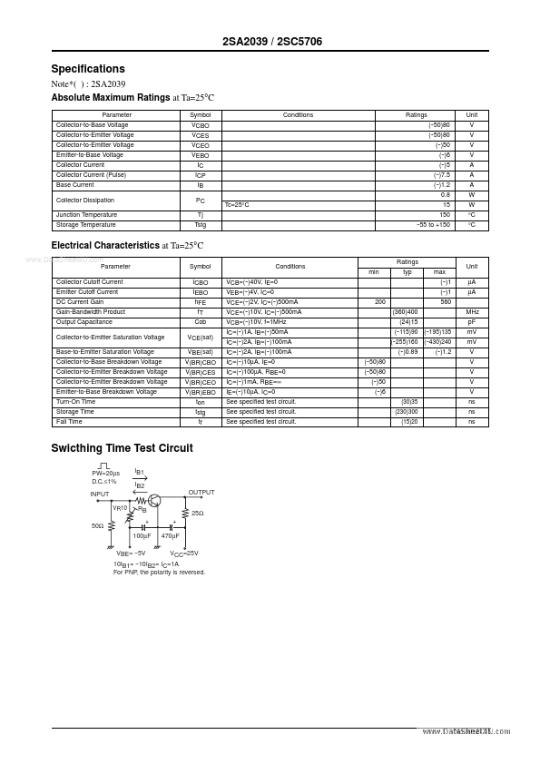 C5706 pdf ( даташит ) - npn transistor - 2sc5706