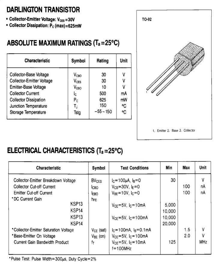 Ksp92 pdf ( даташит ) - high voltage transistor