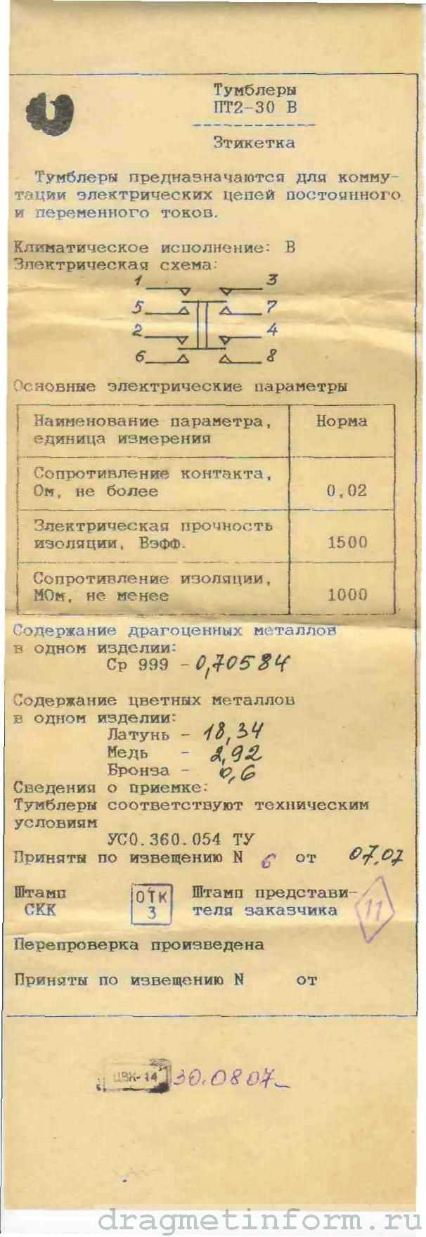 Содержание драгметаллов в радиодеталях: резисторах, реле, лампах
