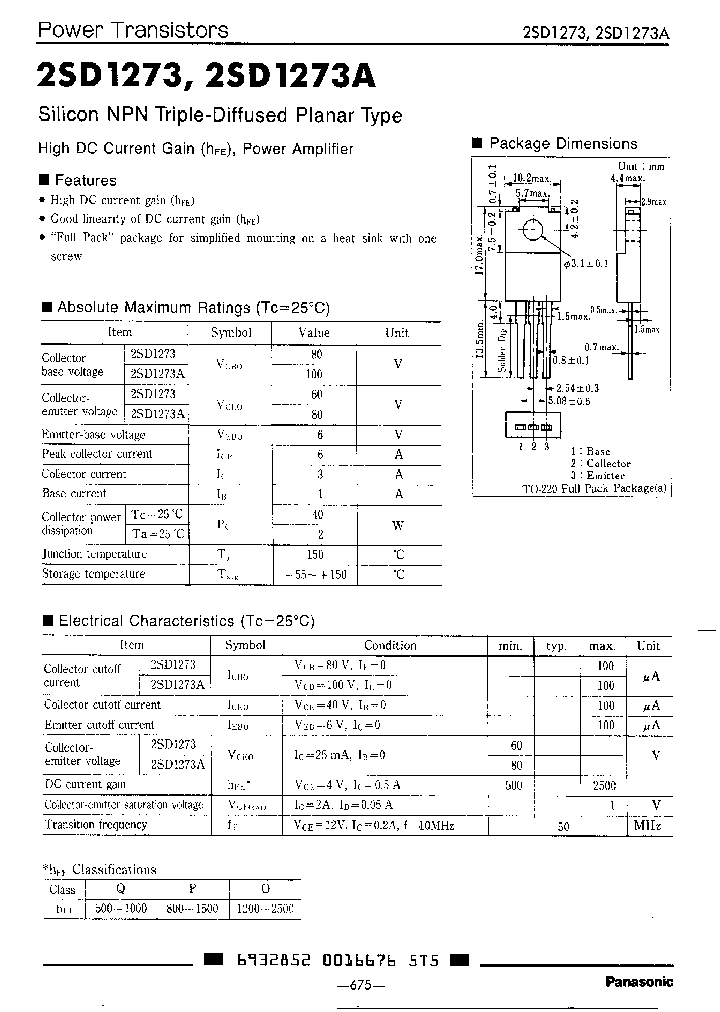A1273 транзистор: характеристики, datasheet и аналоги