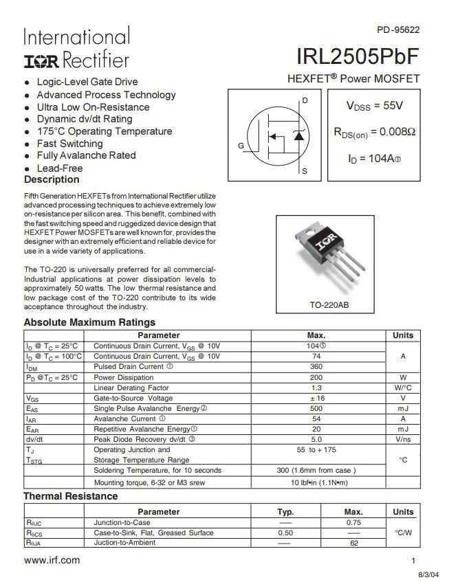 Irl3713 datasheet pdf ( pinout ) - smps mosfet