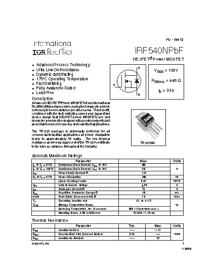 Irl540n
 
 - параметры транзистора mosfet, его аналоги, datasheet - справочник транзисторов